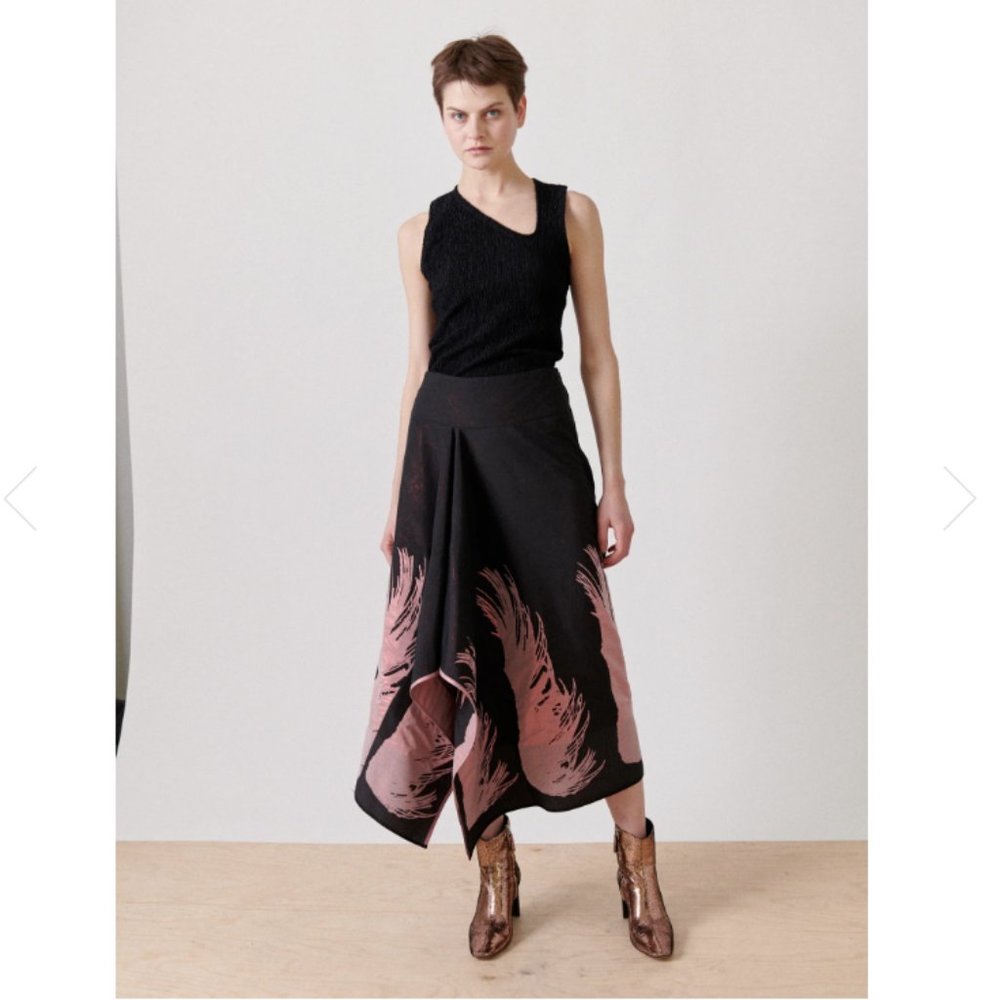 NWOT Zero + Maria Cornejo Ero Skirt in Color Block Viscose Women's Size 4 - Picture 9 of 12